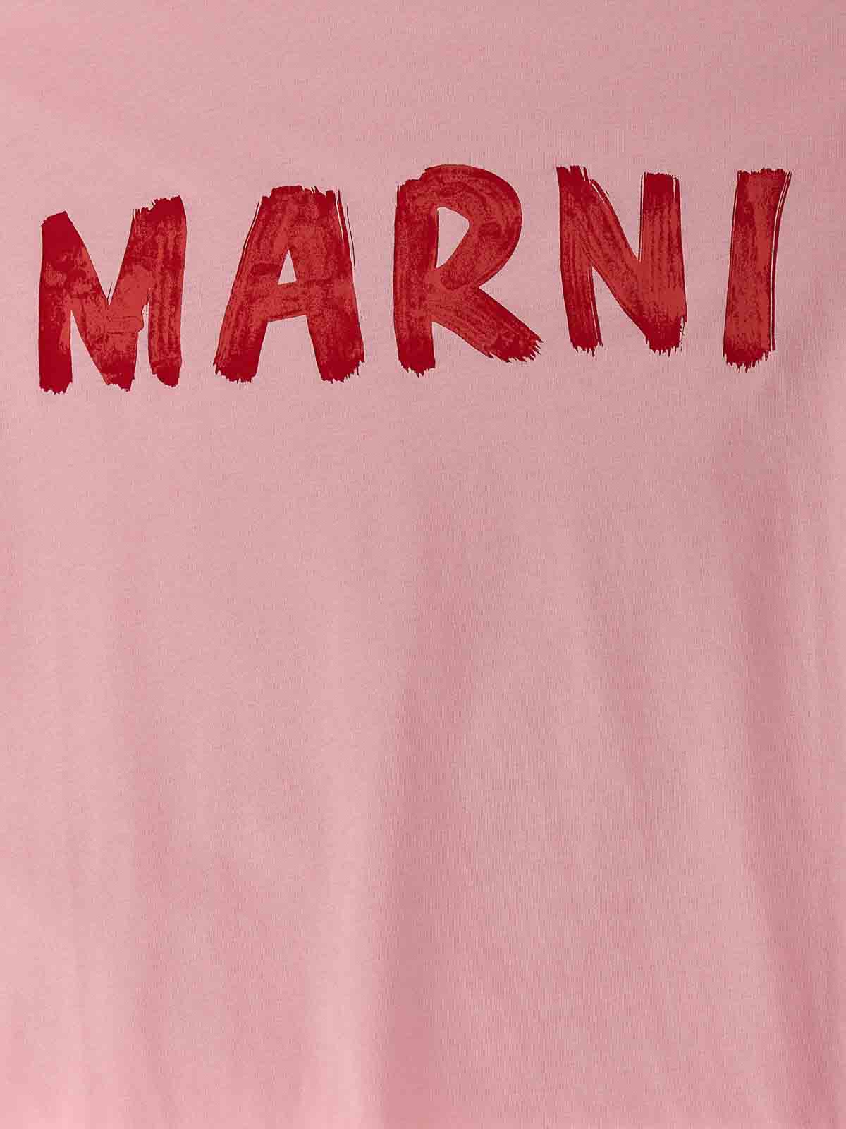 Shop Marni Logo Print T-shirt In Color Carne Y Neutral