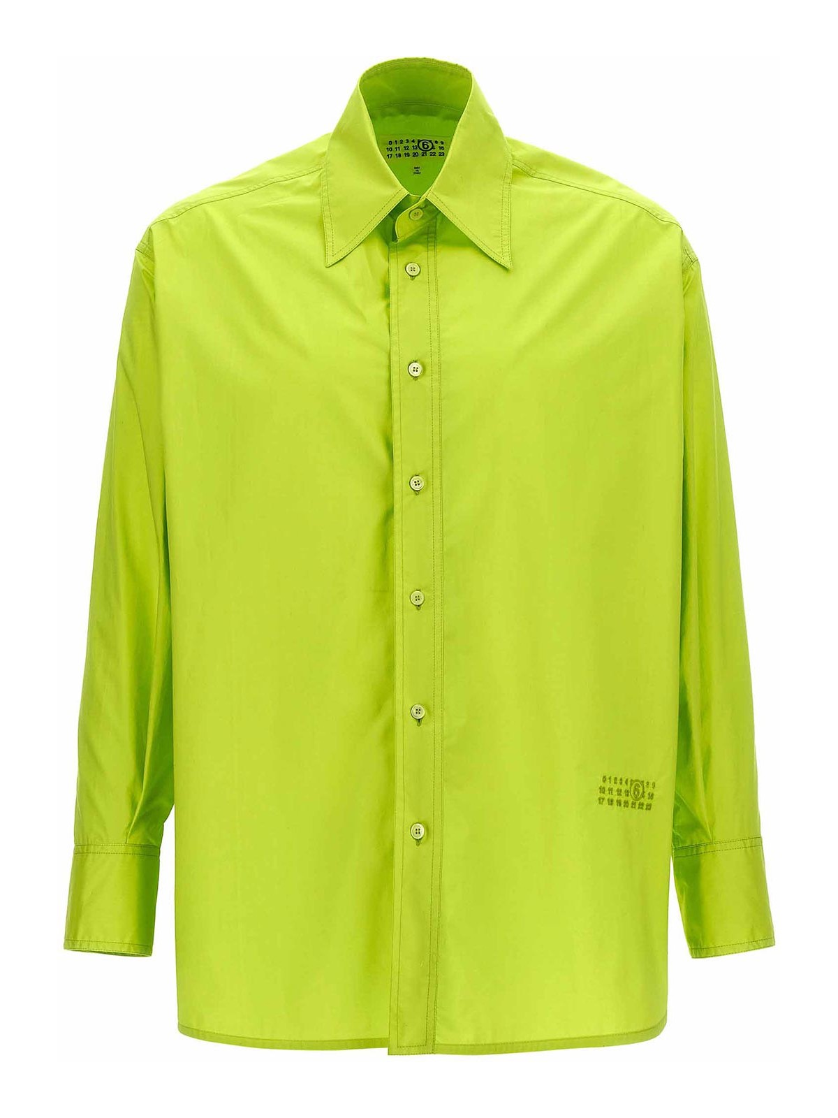 Shop Mm6 Maison Margiela Numeric Signature Poplin Shirt In Verde