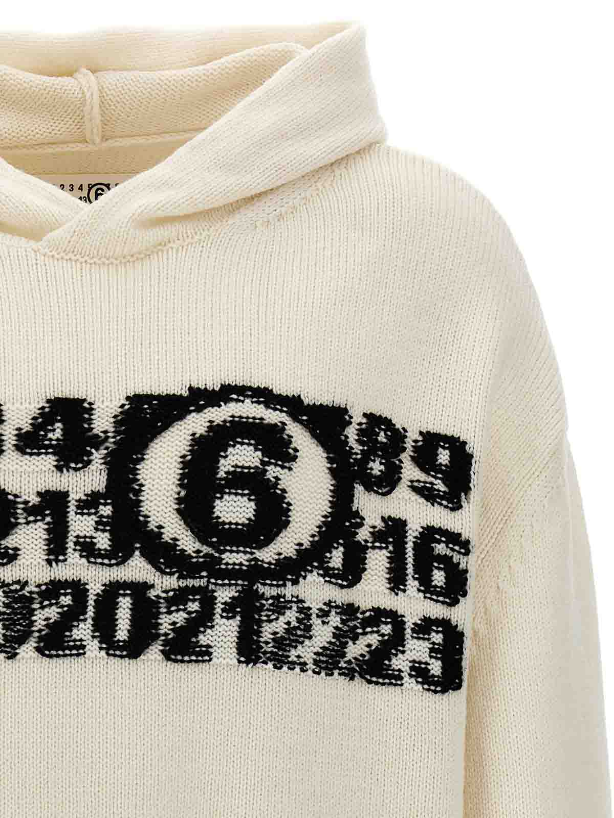 Shop Mm6 Maison Margiela Hooded Sweater In Blanco