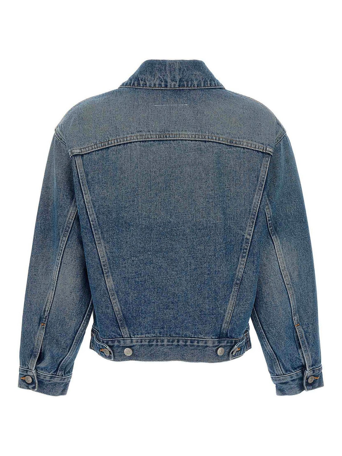 Shop Mm6 Maison Margiela Open Armholes Denim Jacket In Azul Claro