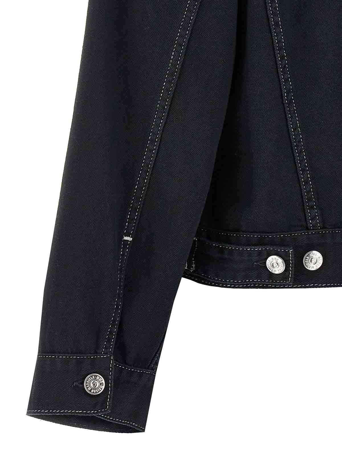 Shop Mm6 Maison Margiela Lurex Stitching Denim Jacket In Negro