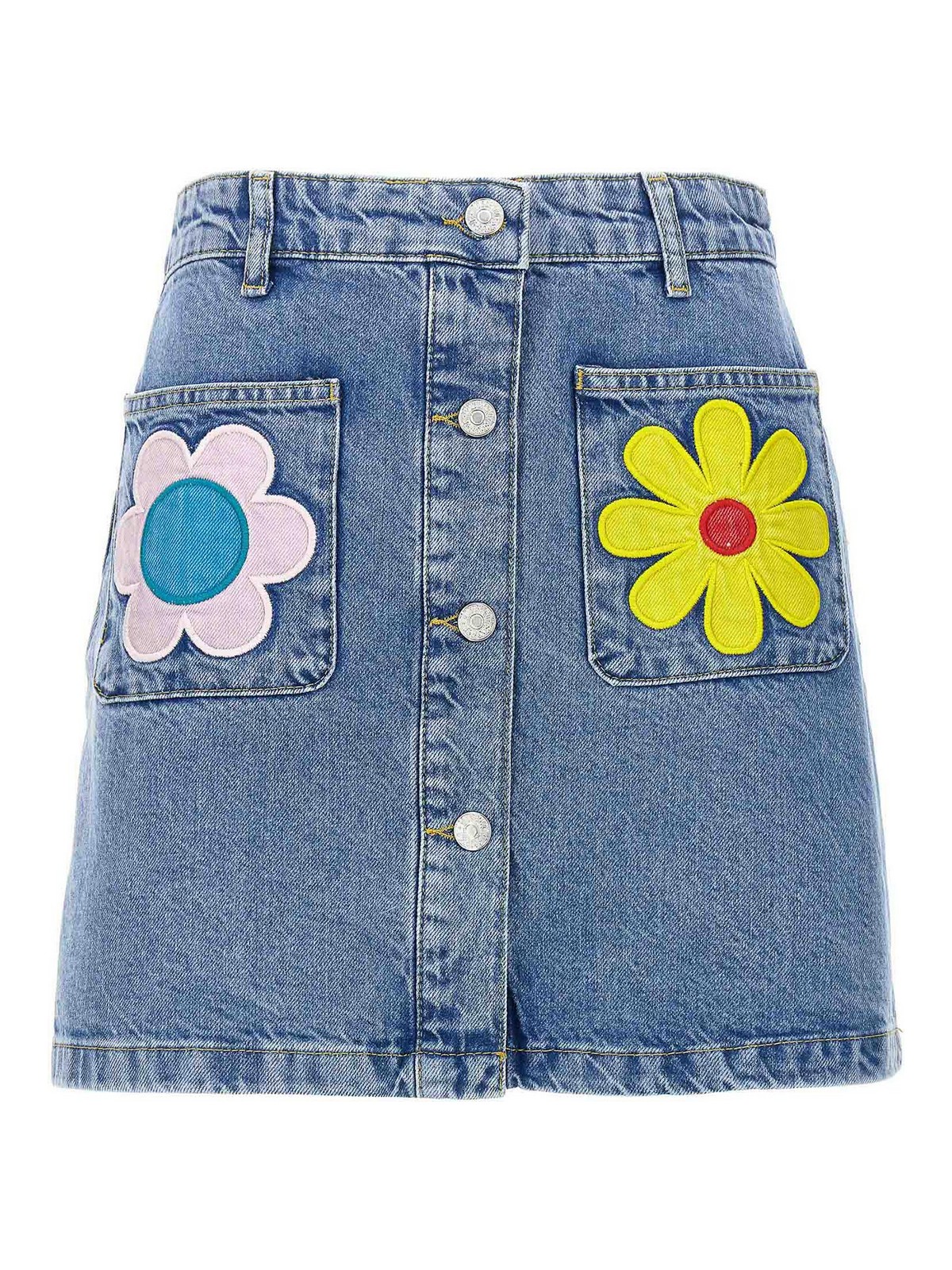 Moschino Jeans Floral Embroidery Skirt - Light Blue|A010332361295