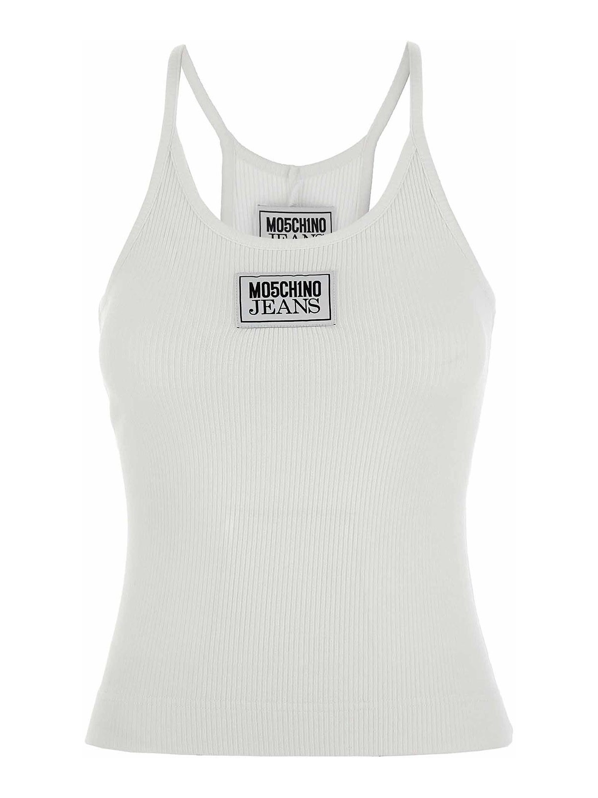 Moschino Jeans Tank Top Logo Label In White