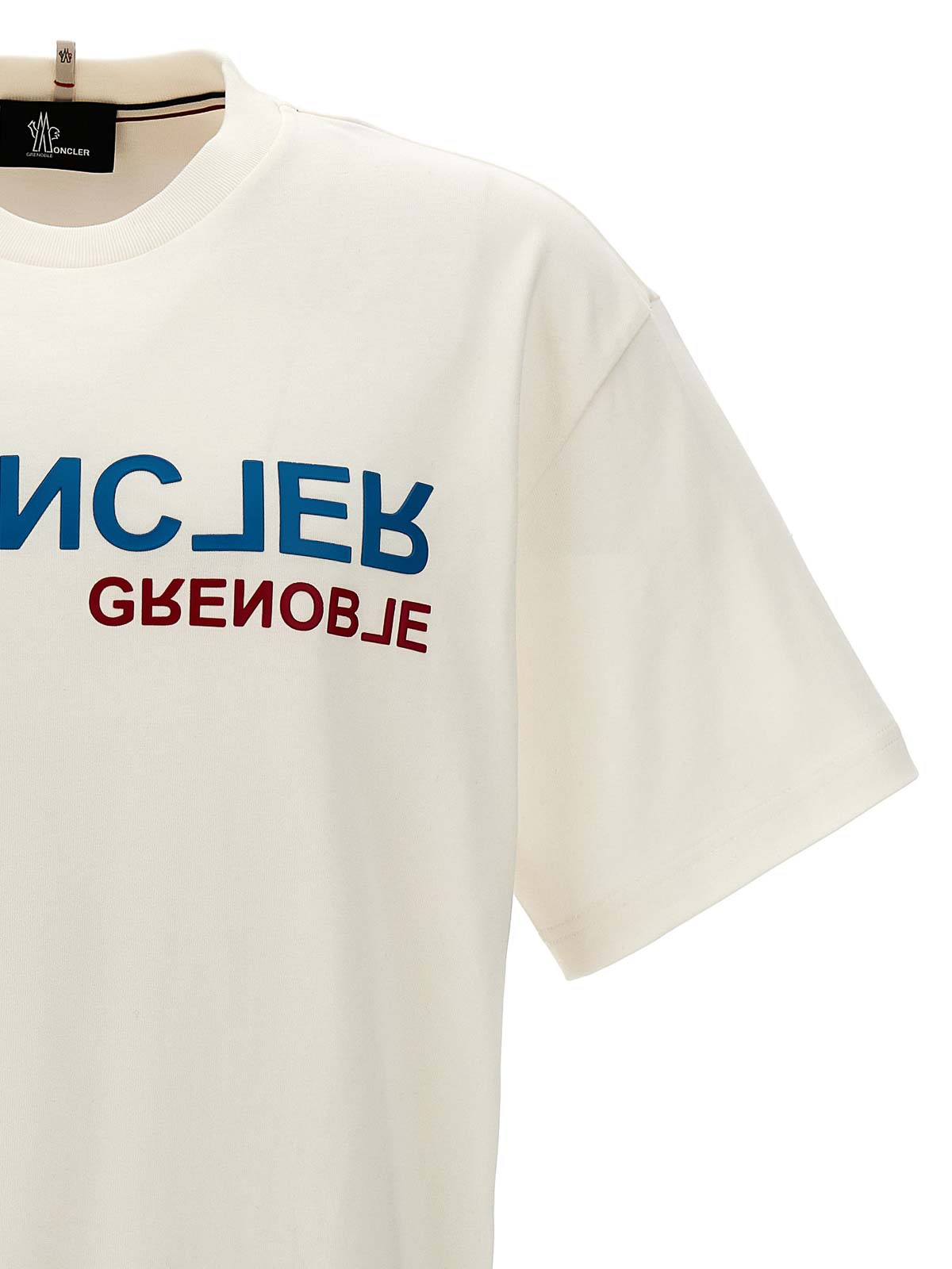 Shop Moncler Embossed Logo T-shirt In Blanco