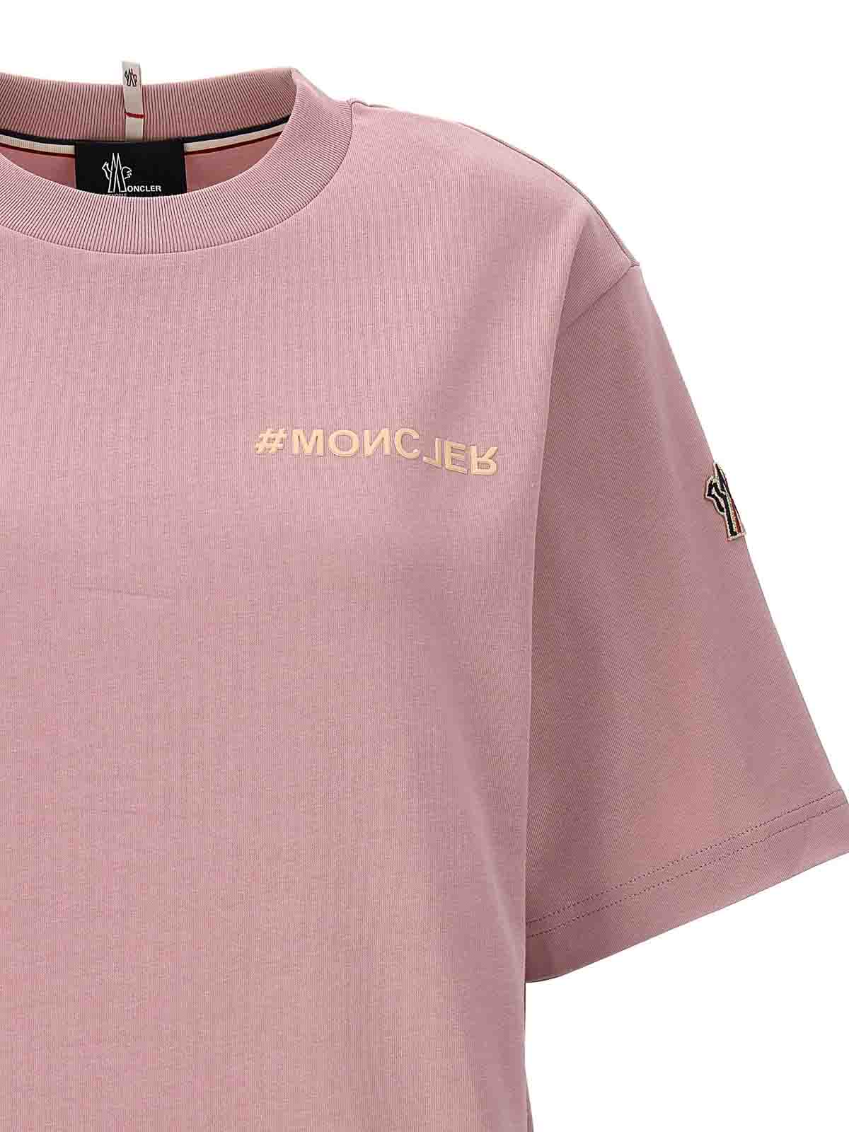 Shop Moncler Logo Print T-shirt In Color Carne Y Neutral
