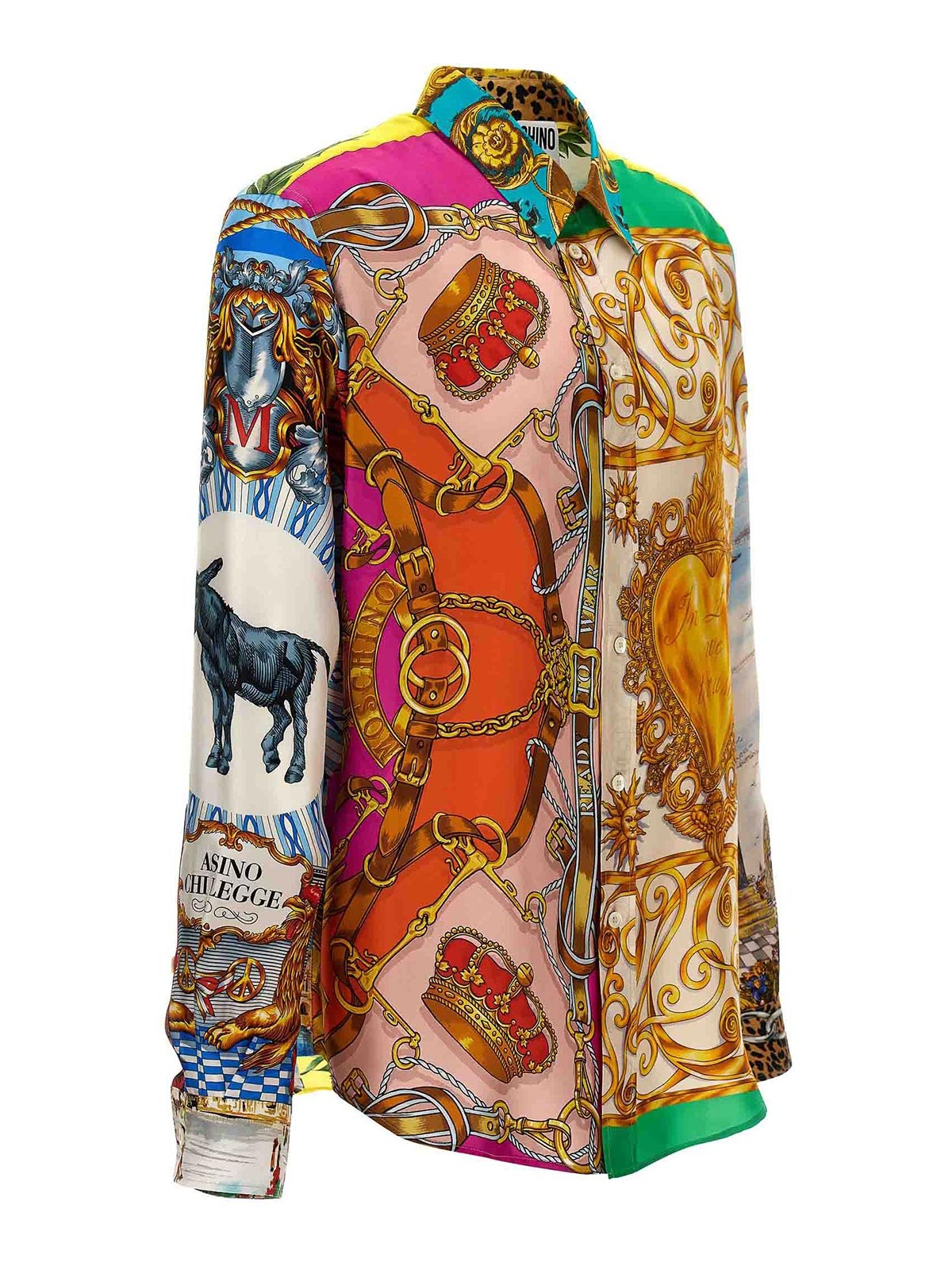 Shop Moschino Archive Scarves Print Shirt In Multicolor