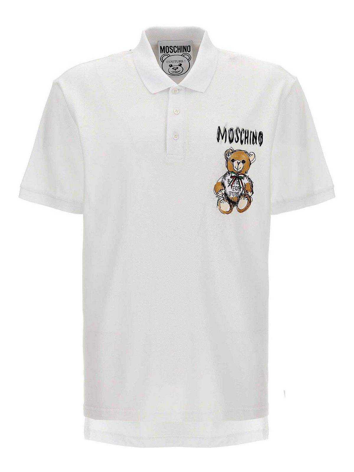 Shop Moschino Archive Teddy Polo Shirt In Blanco