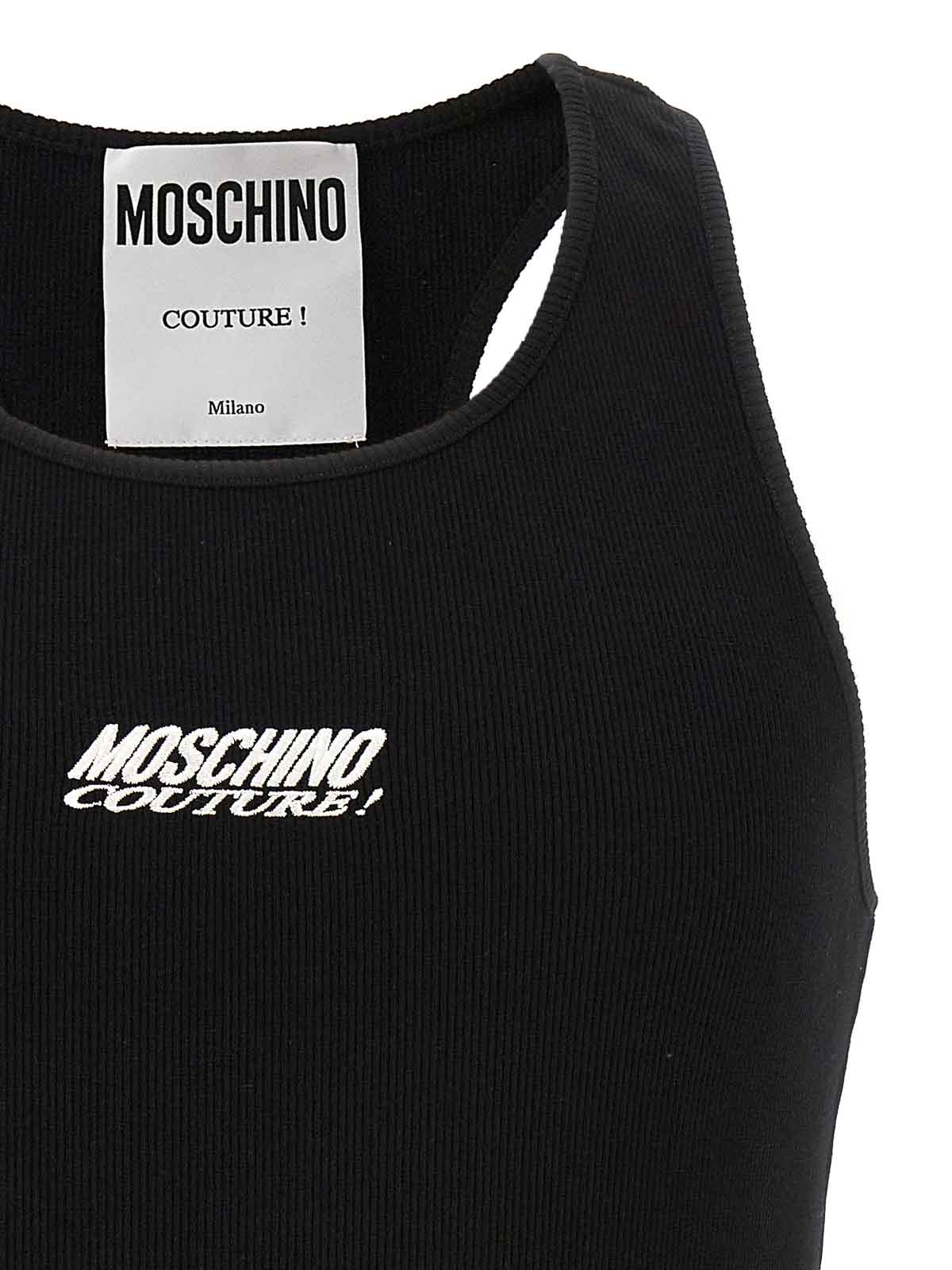Shop Moschino Logo Embroidery Tank Top In Black