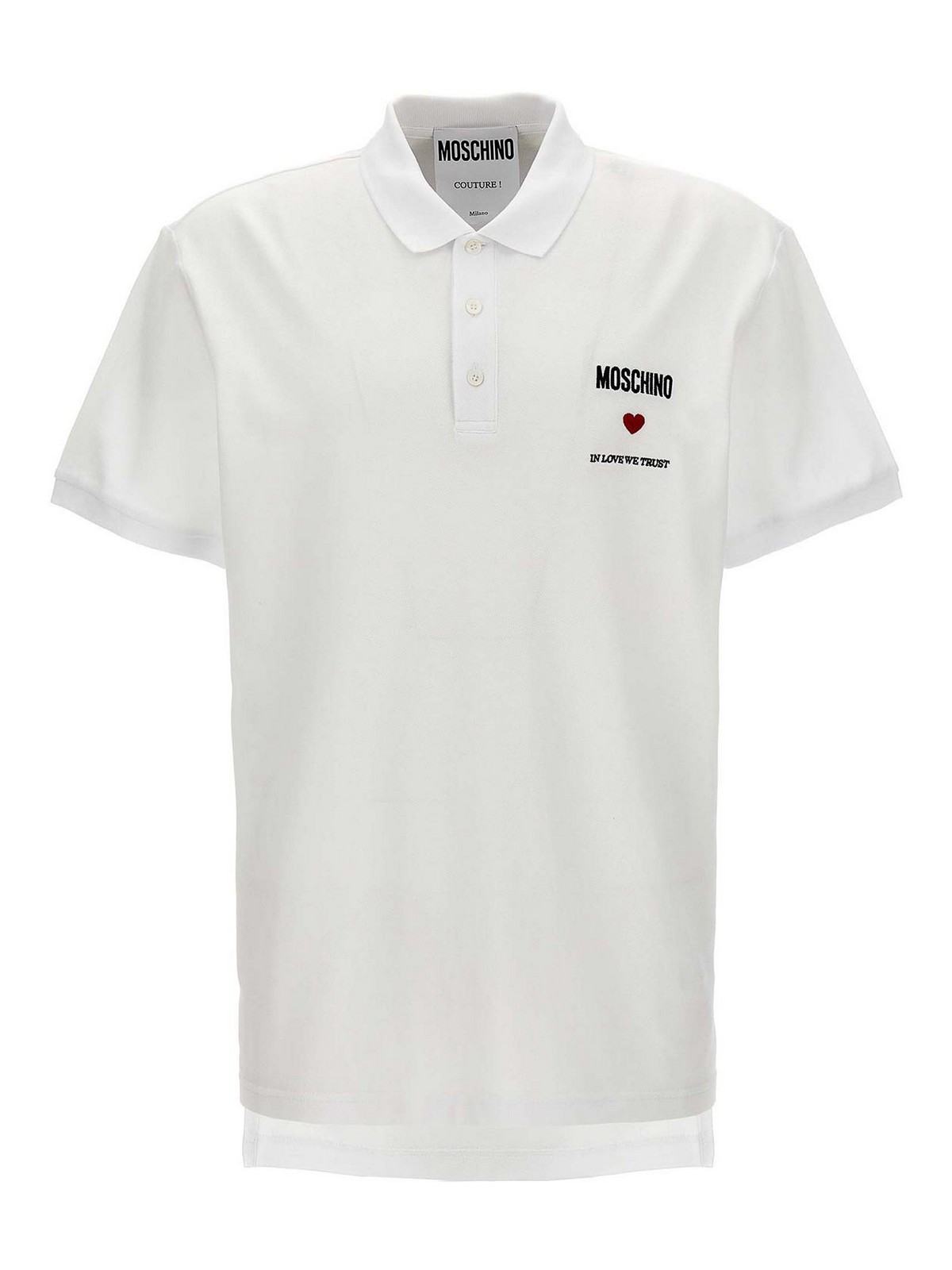 Shop Moschino In Love We Trust Polo Shirt In Blanco