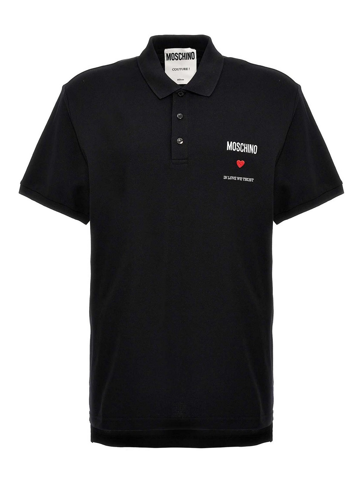 Moschino In Love We Trust Polo Shirt In Negro