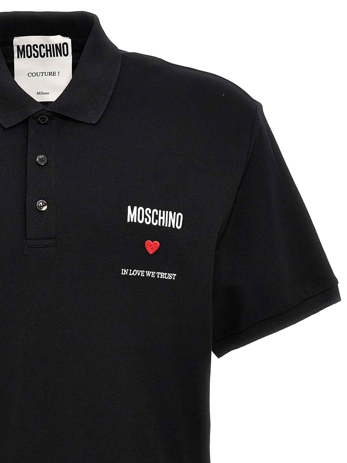 Shop Moschino In Love We Trust Polo Shirt In Negro