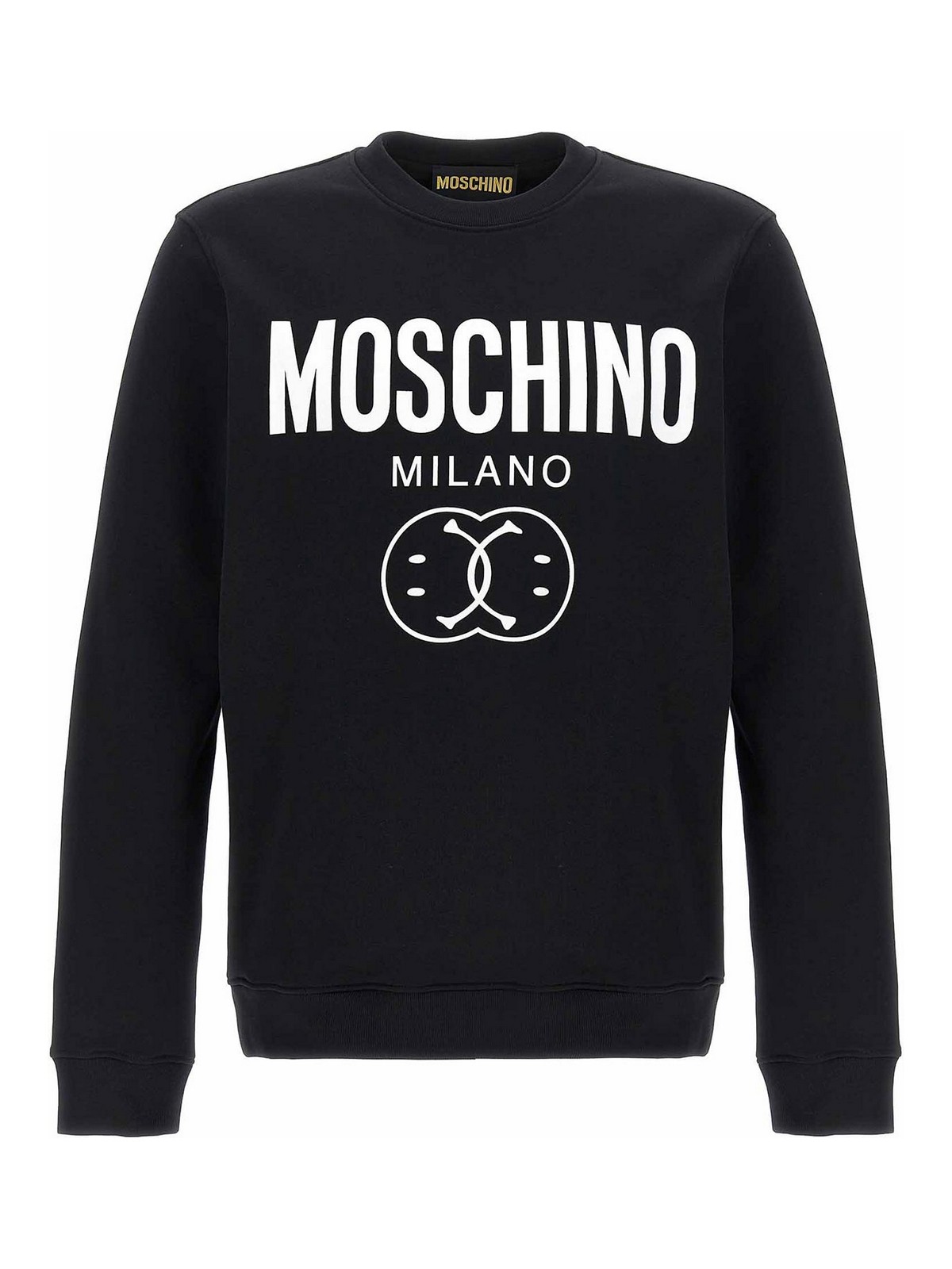 Shop Moschino Cotton Sweatshirt Double Smile Print In Blanco