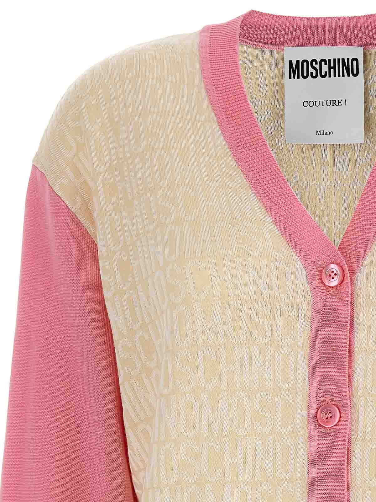 Shop Moschino Logo Cardigan In Multicolor