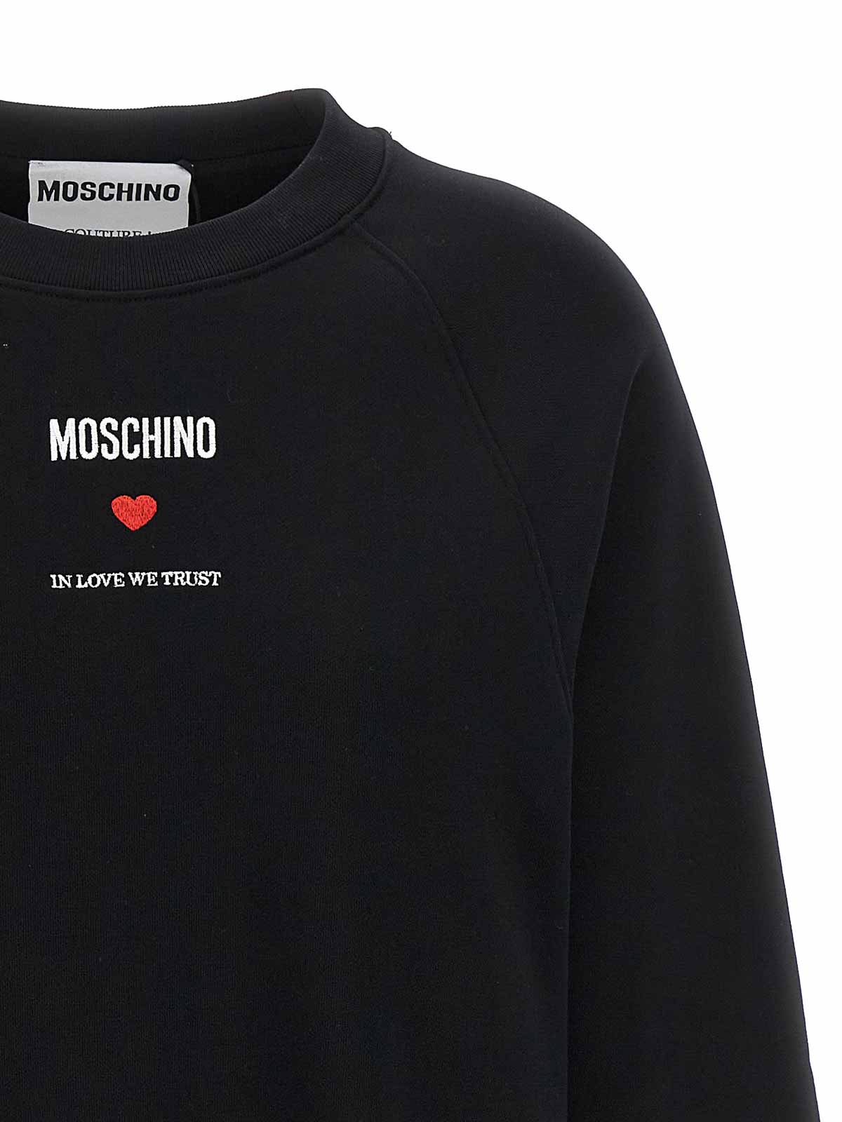 Shop Moschino Cotton Sweatshirt  In Love We Trust In Negro