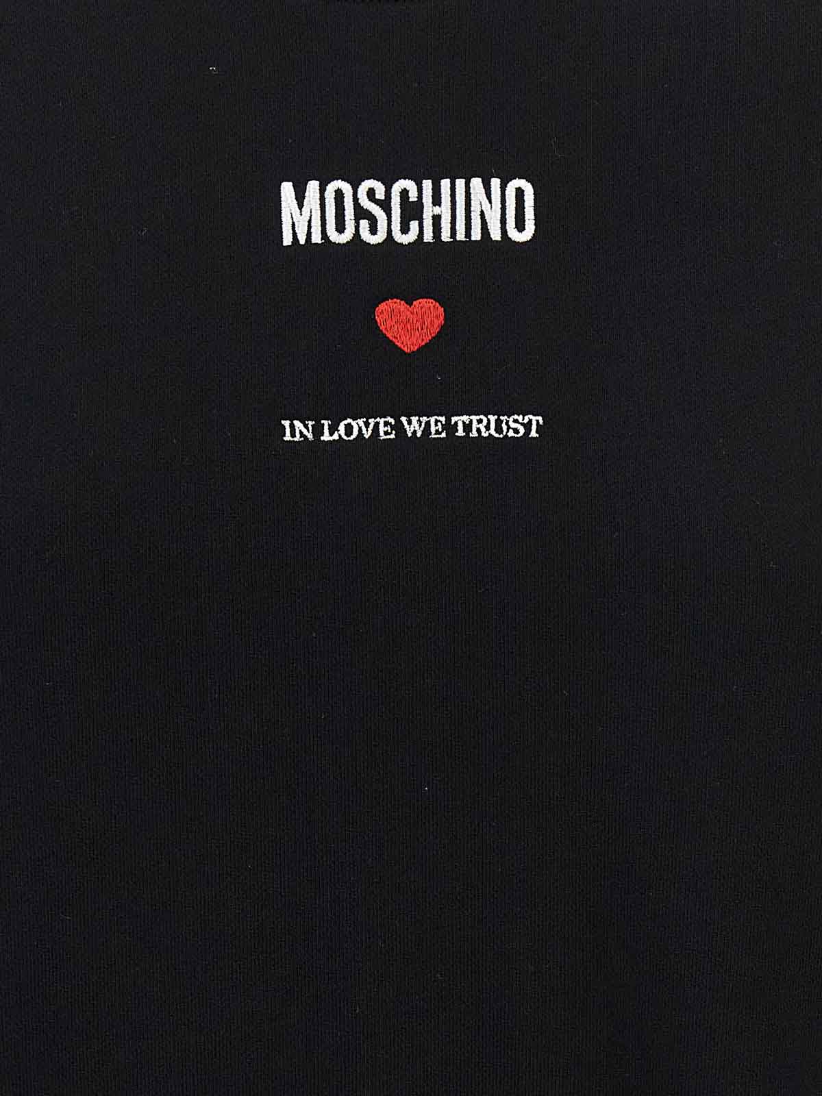 Shop Moschino Cotton Sweatshirt  In Love We Trust In Negro