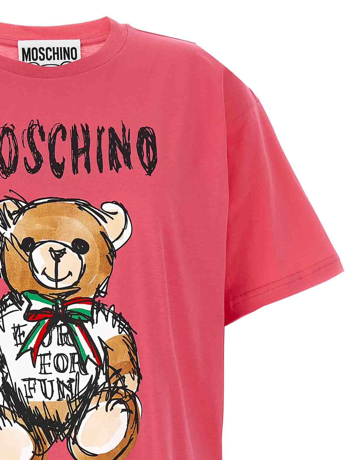 Shop Moschino Cotton Crew Neck Teddy Bear Print In Multicolor