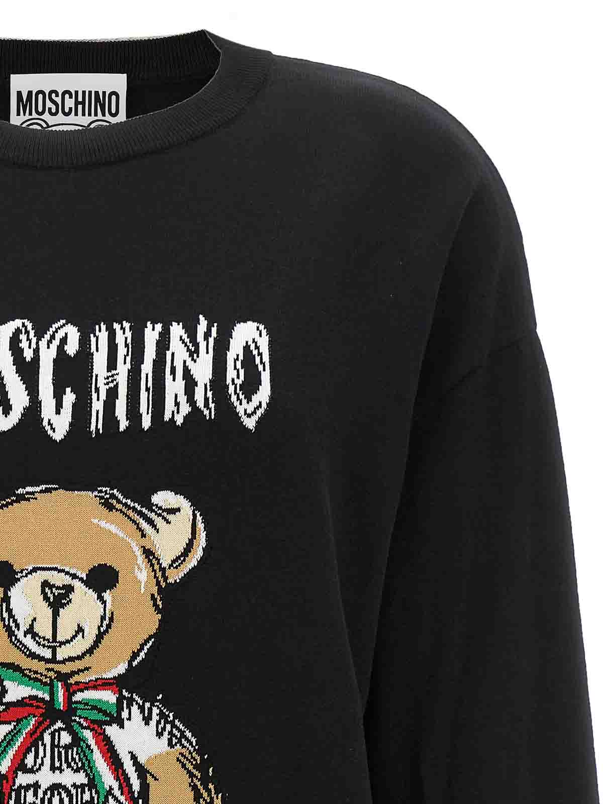 Shop Moschino Cotton Sweater Teddy Bear Logo In Negro