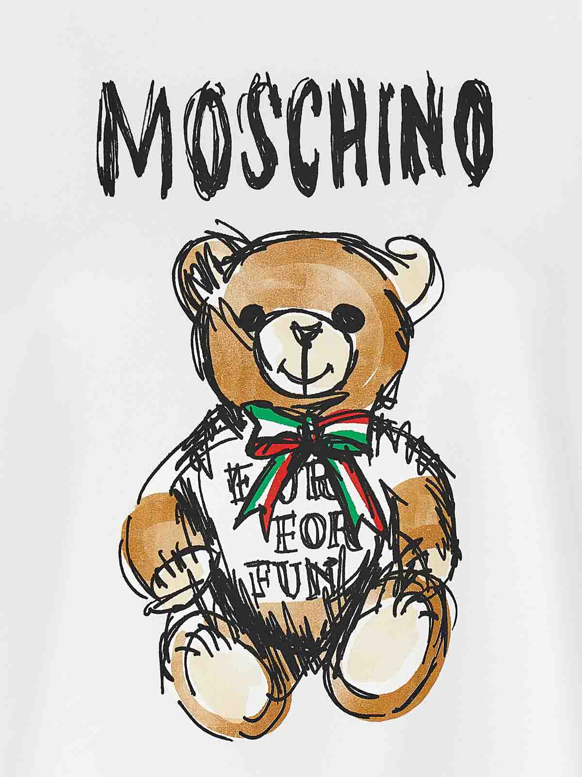 Shop Moschino Cotton Sweatshirt Teddy Bear Print In Blanco