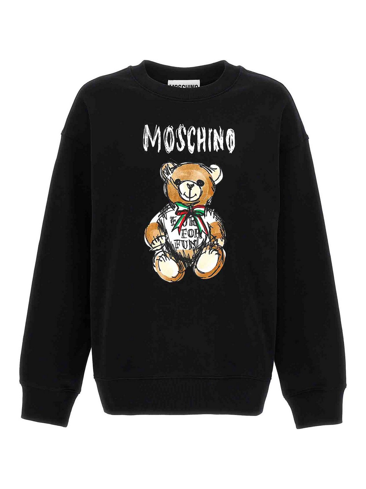 Shop Moschino Cotton Sweatshirt 'teddy Bear' Print In Negro