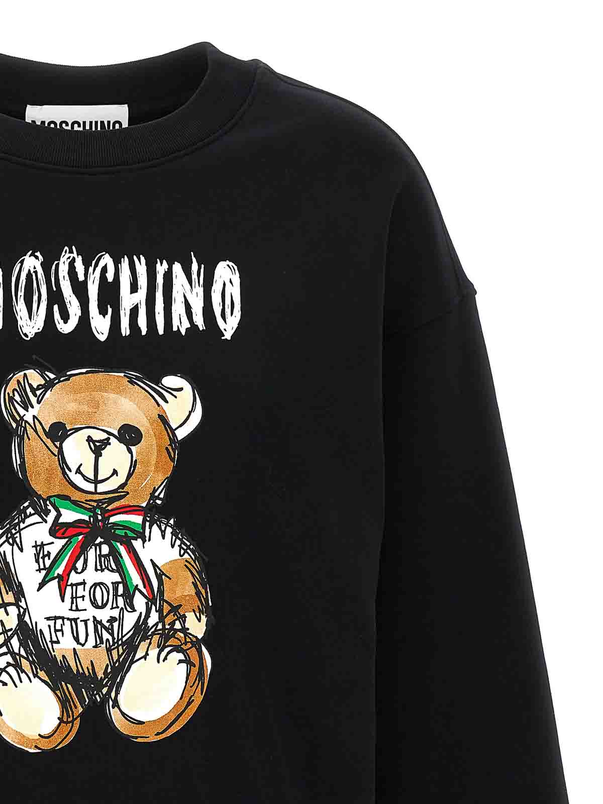 Shop Moschino Cotton Sweatshirt 'teddy Bear' Print In Negro