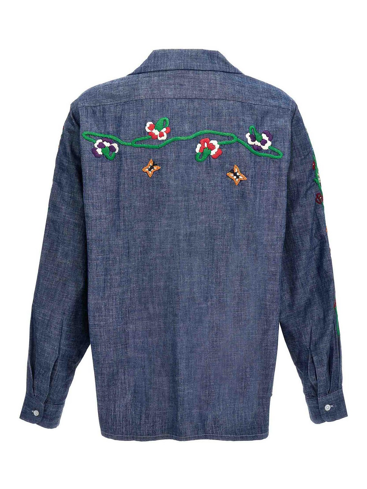 Shop Needles Chambray Embroidery Shirt In Azul Claro