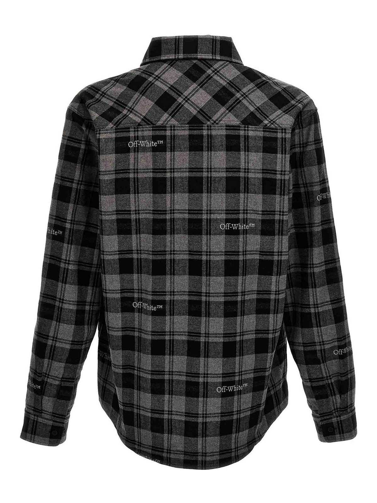 Shop Off-white Flannel Shirt Check Pattern Logo In Gris