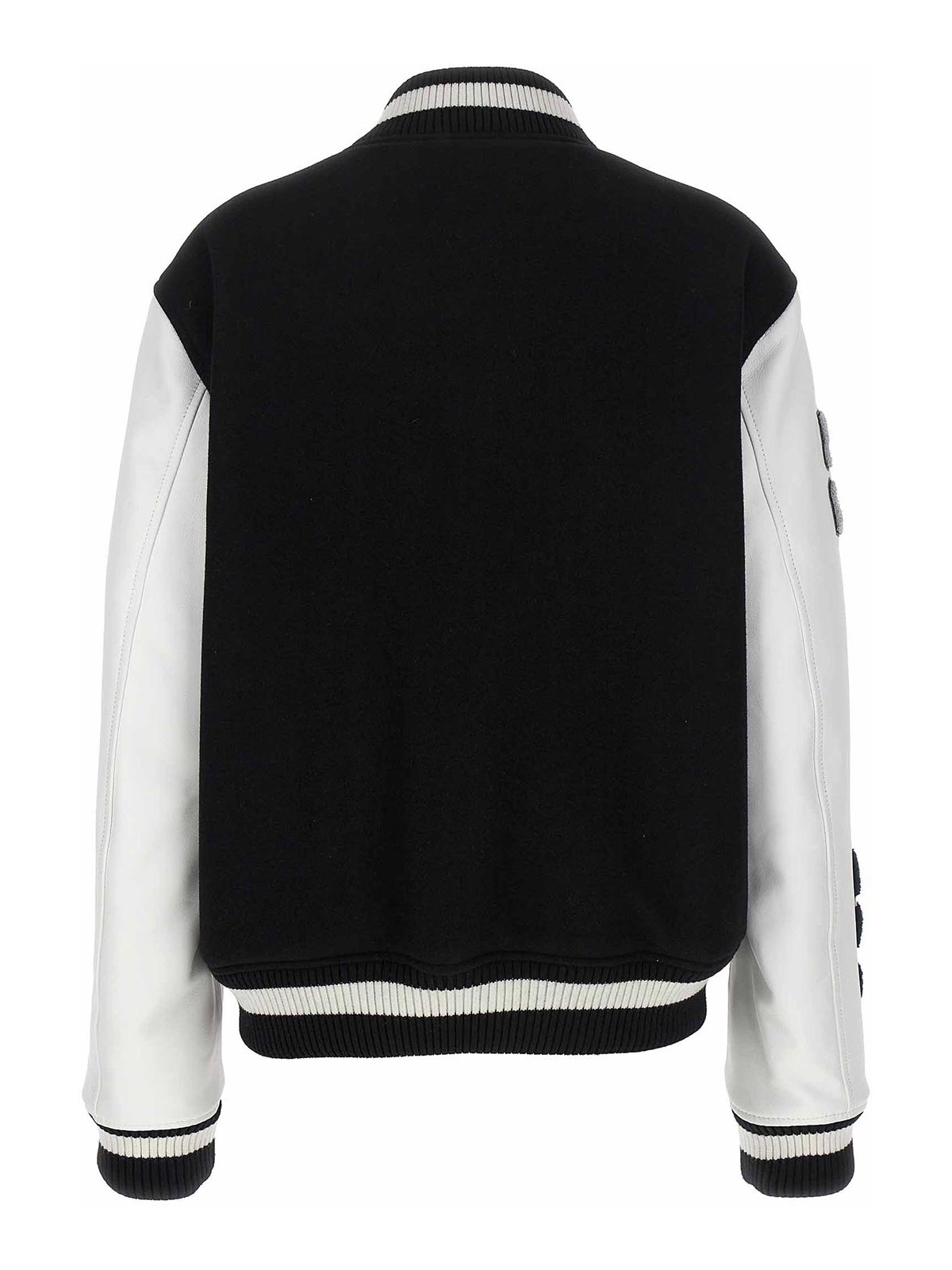 Shop Off-white Lea Wool Varsity Bomber Jacket In Blanco