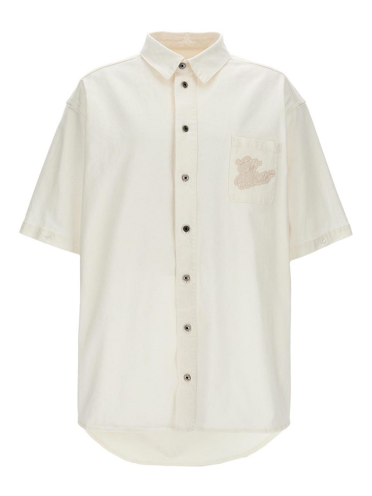 Shop Off-white Denim Overshirt In Blanco