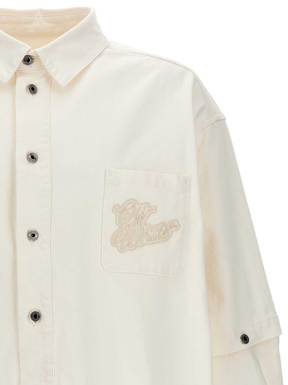 Shop Off-white Denim Overshirt In Blanco