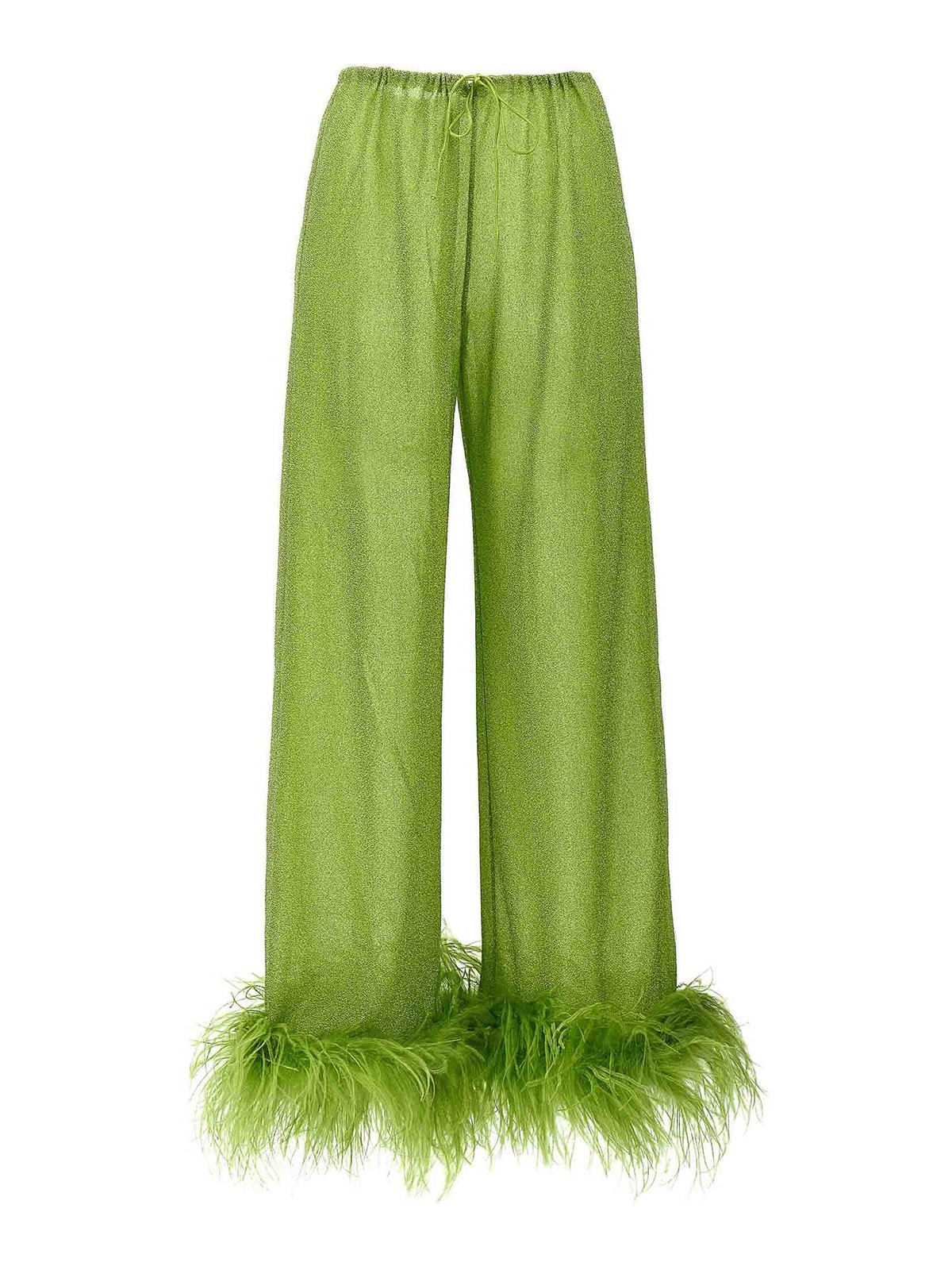 Shop Oseree Lumiere Plumage Pants In Green