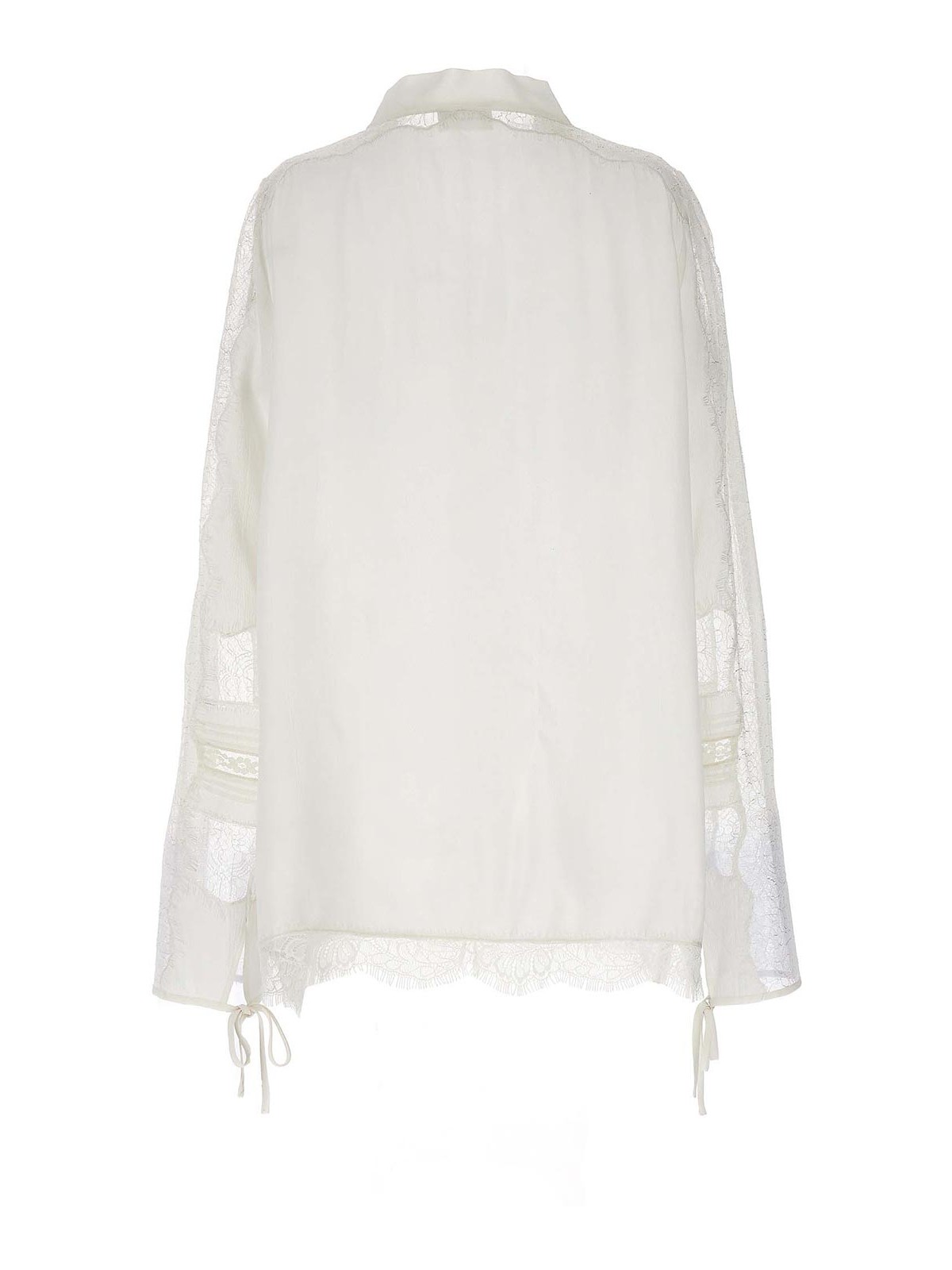 Shop P.a.r.o.s.h Viscose Shirt Lace Long Sleeves In White