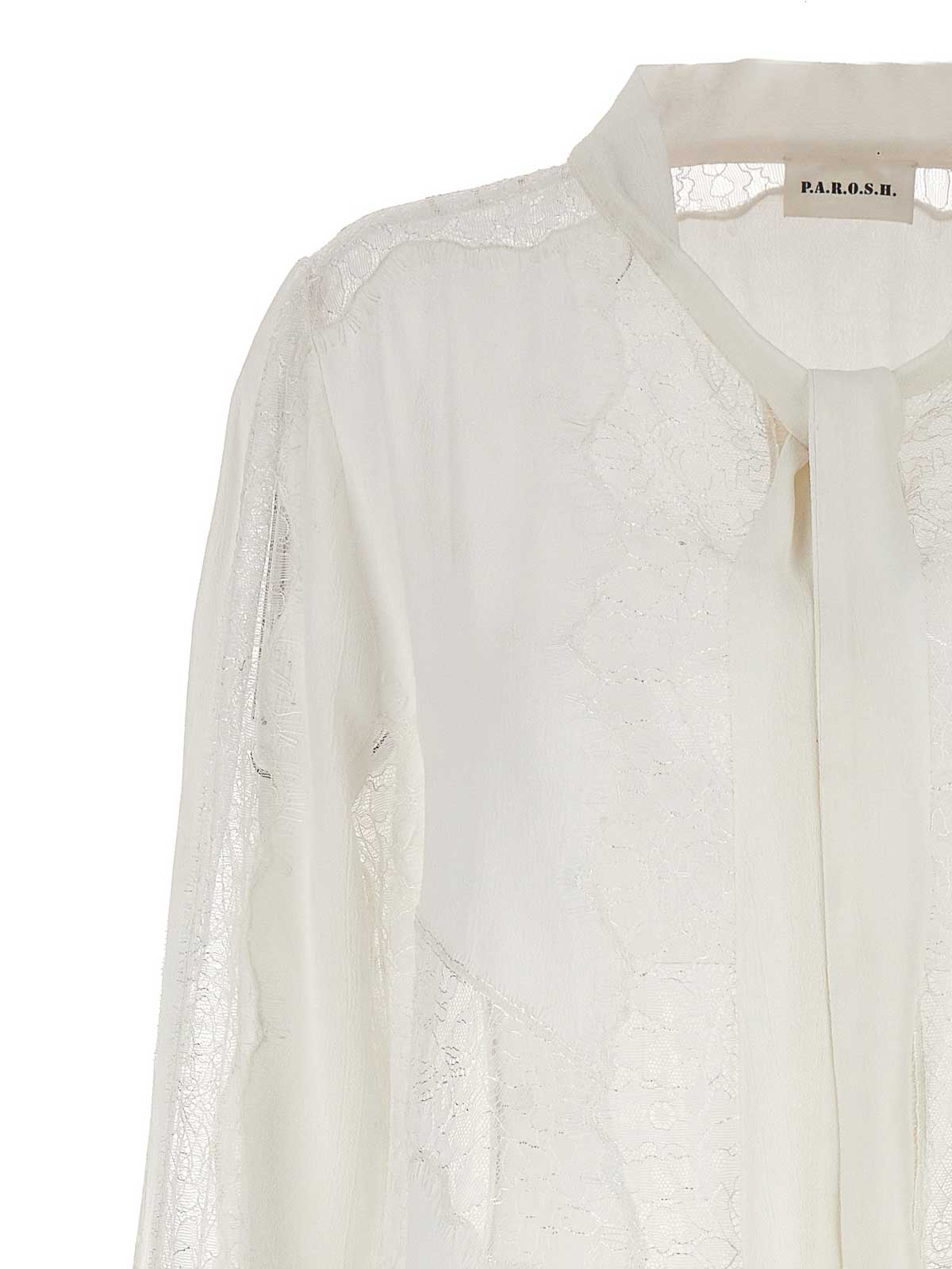 Shop P.a.r.o.s.h Viscose Shirt Lace Long Sleeves In White