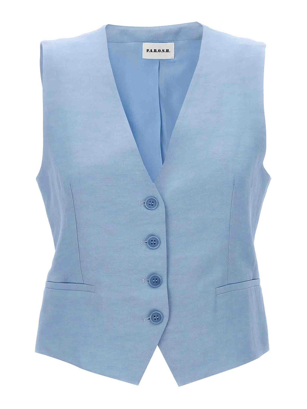 Shop P.a.r.o.s.h Single-breasted Vest In Light Blue