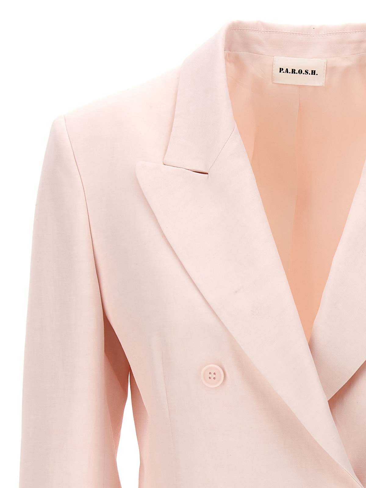 Shop P.a.r.o.s.h Double-breasted Blazer In Nude & Neutrals