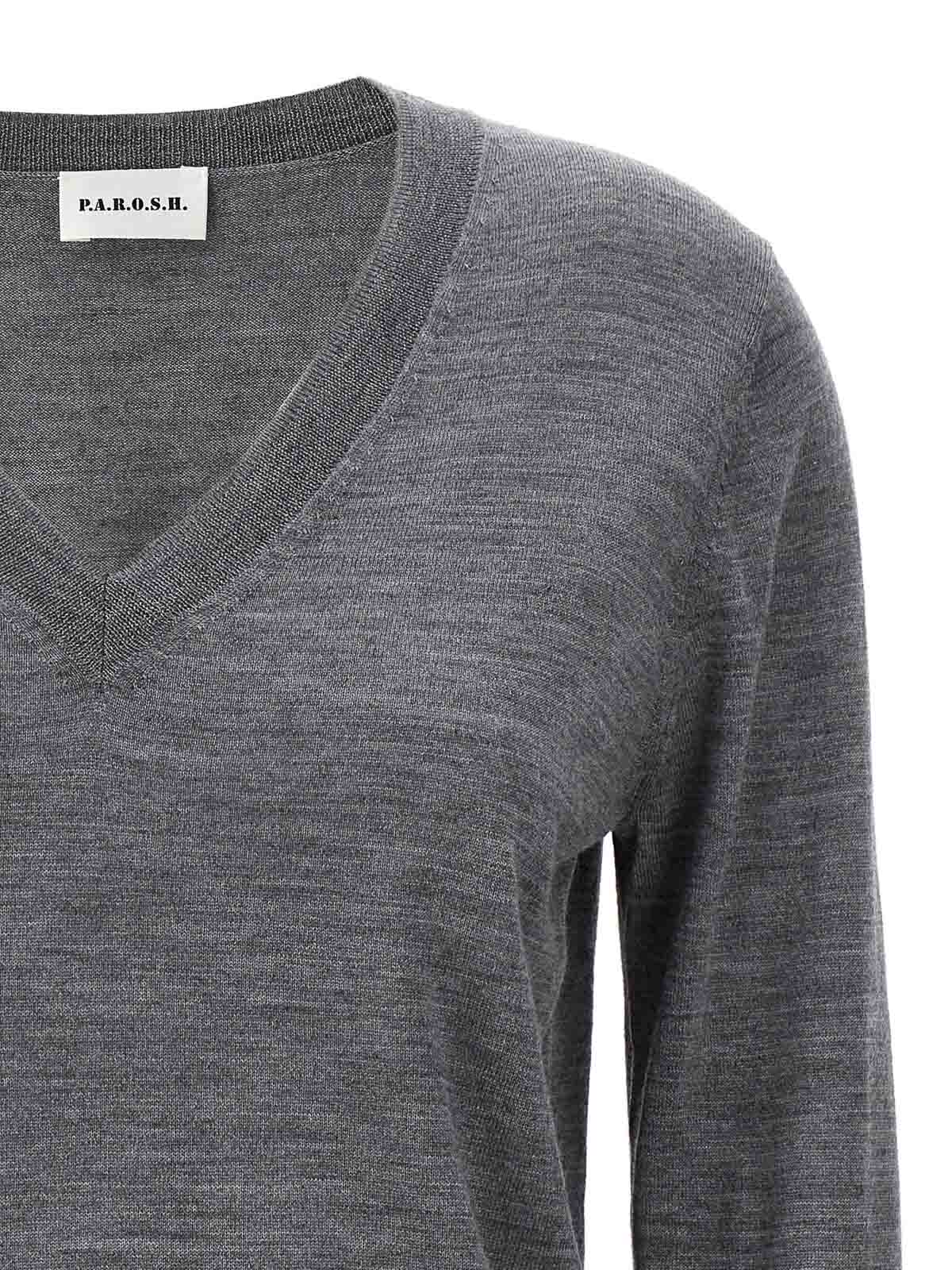 Shop P.a.r.o.s.h V-neck Sweater In Grey