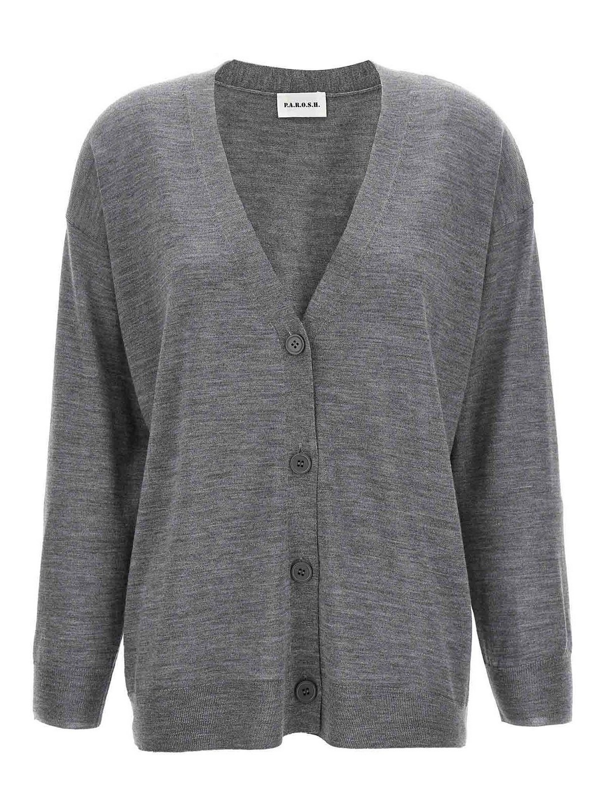 Shop P.a.r.o.s.h Wool Blend Cardigan In Grey