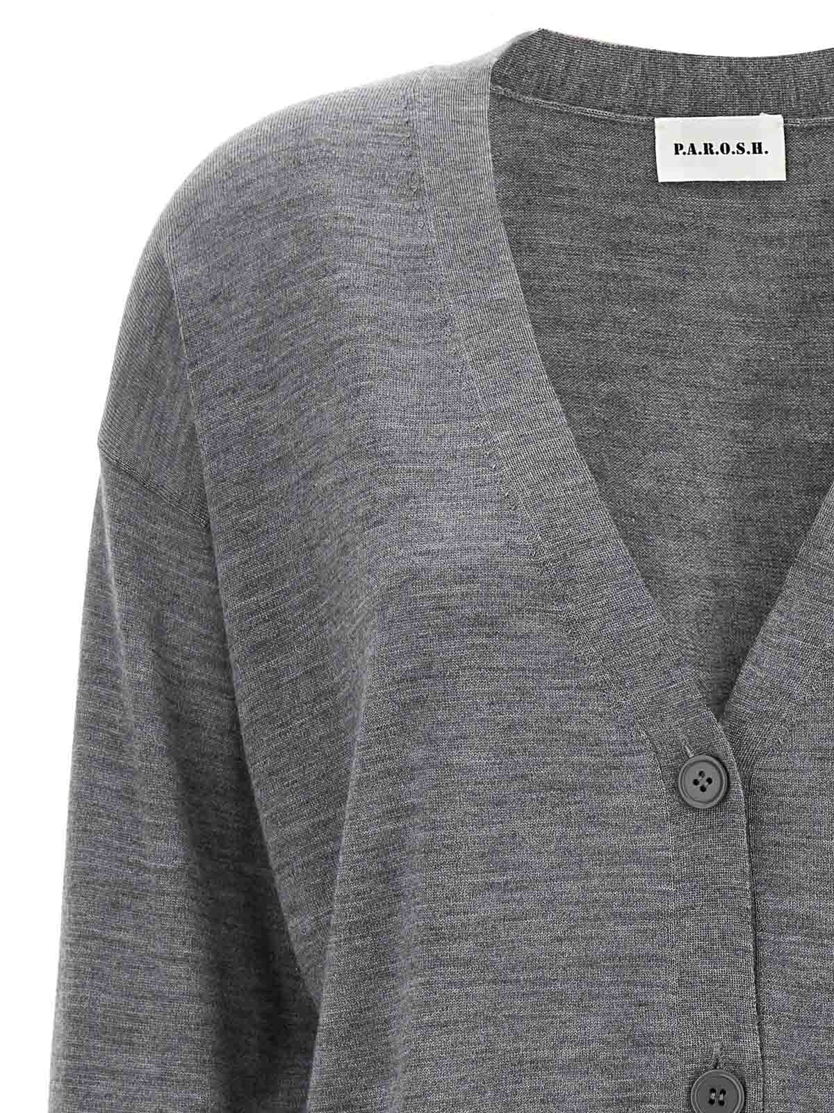 Shop P.a.r.o.s.h Wool Blend Cardigan In Grey