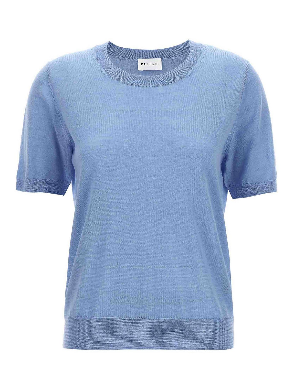 Shop P.a.r.o.s.h Short Sleeve Sweater In Light Blue