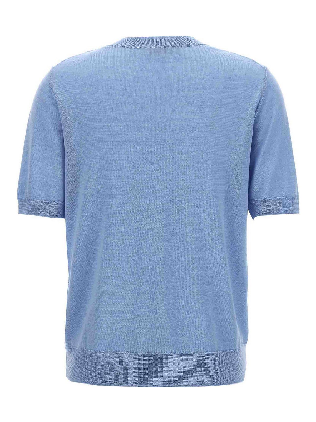 Shop P.a.r.o.s.h Short Sleeve Sweater In Light Blue