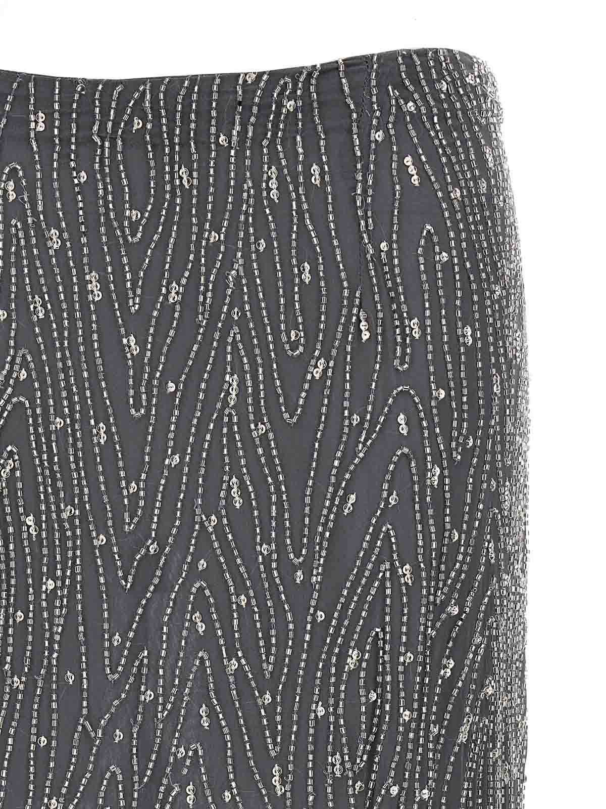Shop P.a.r.o.s.h Beads And Sequins Skirt In Grey