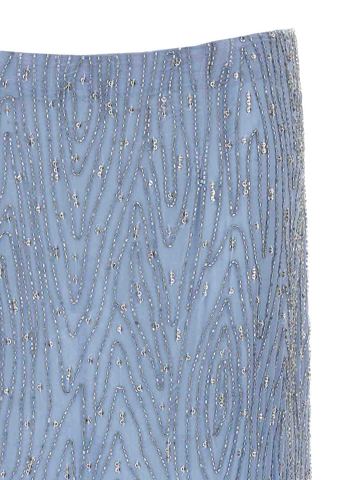Shop P.a.r.o.s.h Sequins And Beads Skirt In Light Blue