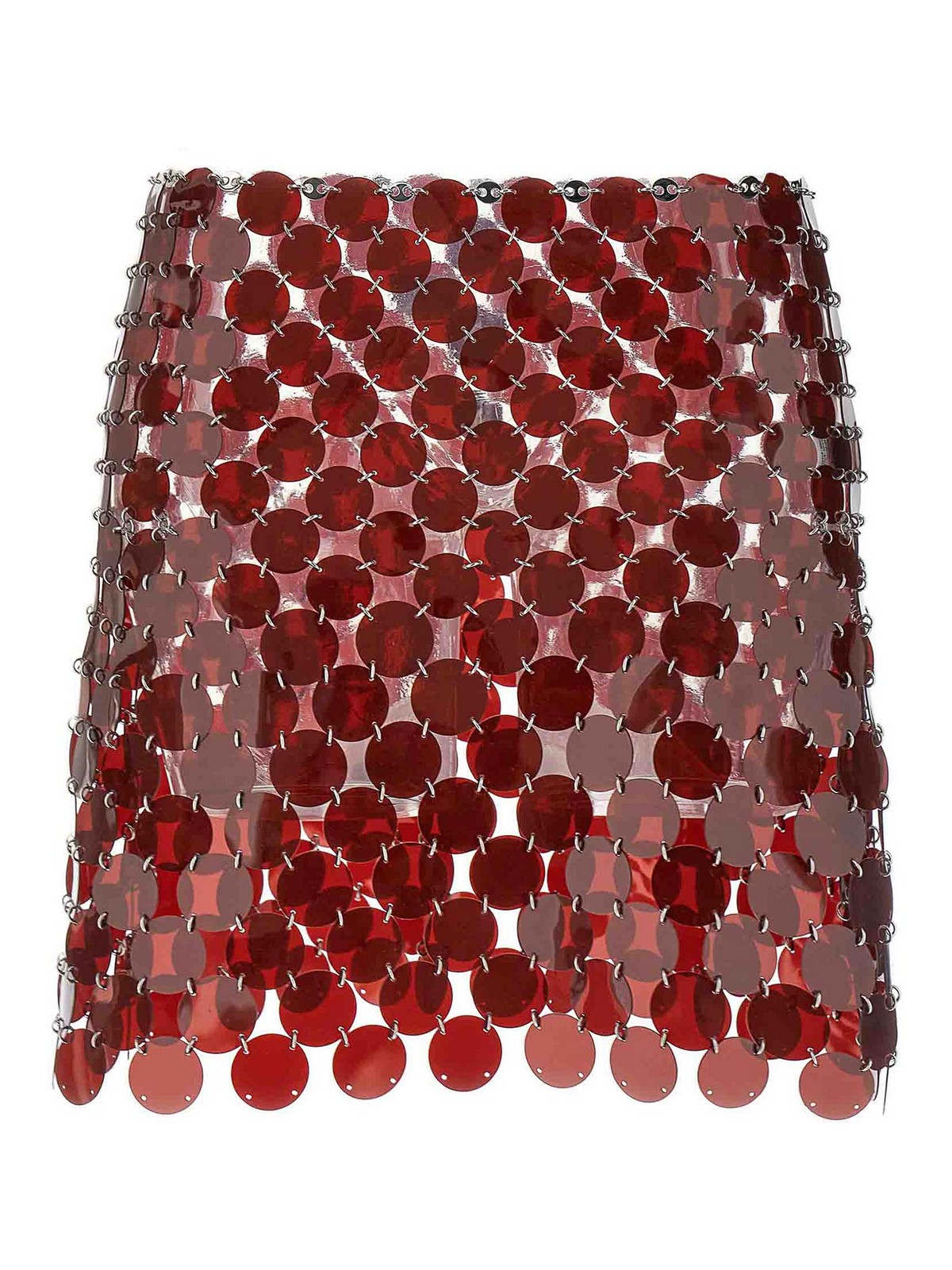 Shop Rabanne Plastic Sequin Skirt In Red