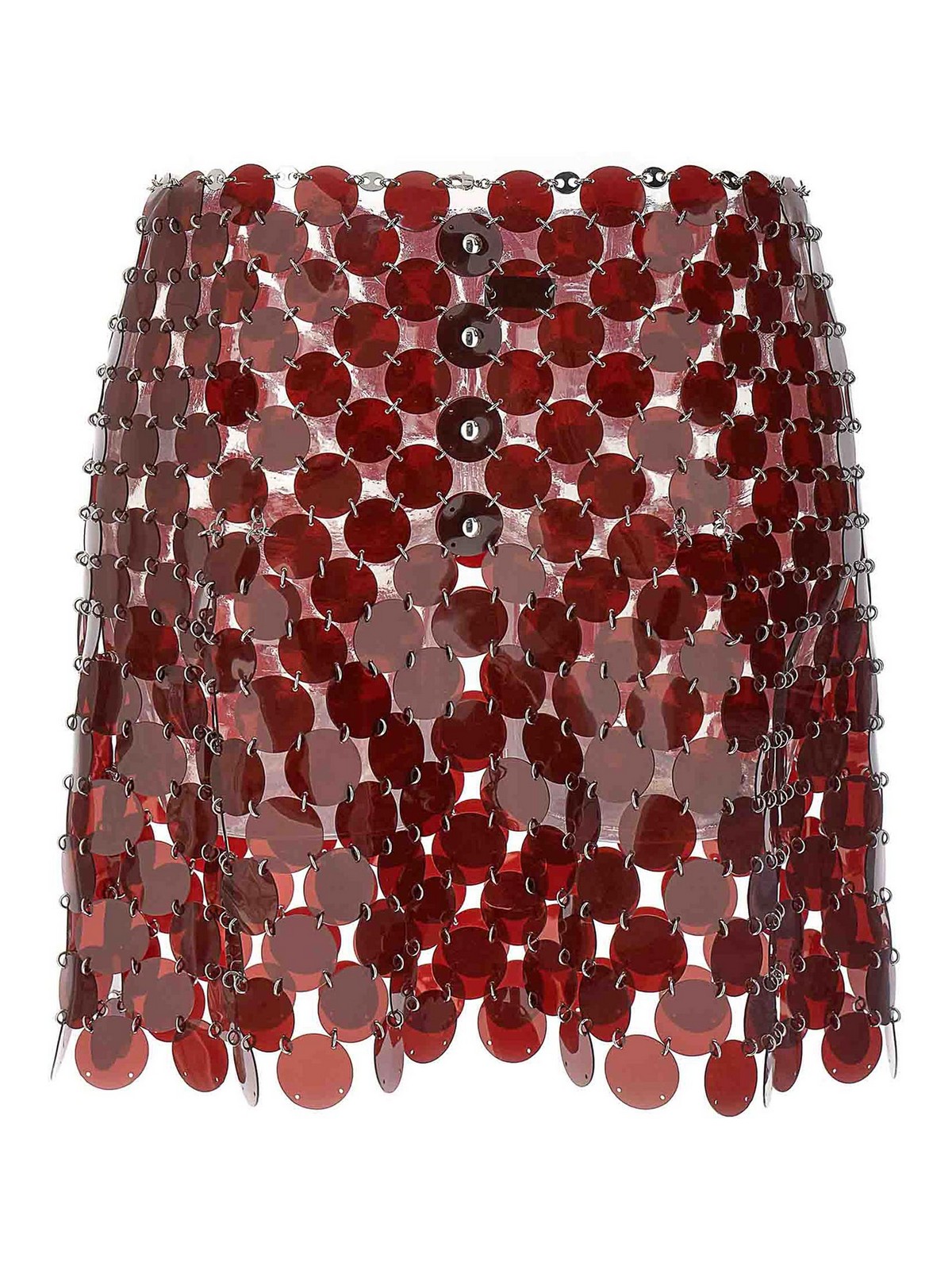 Shop Paco Rabanne Plastic Sequin Skirt In Red