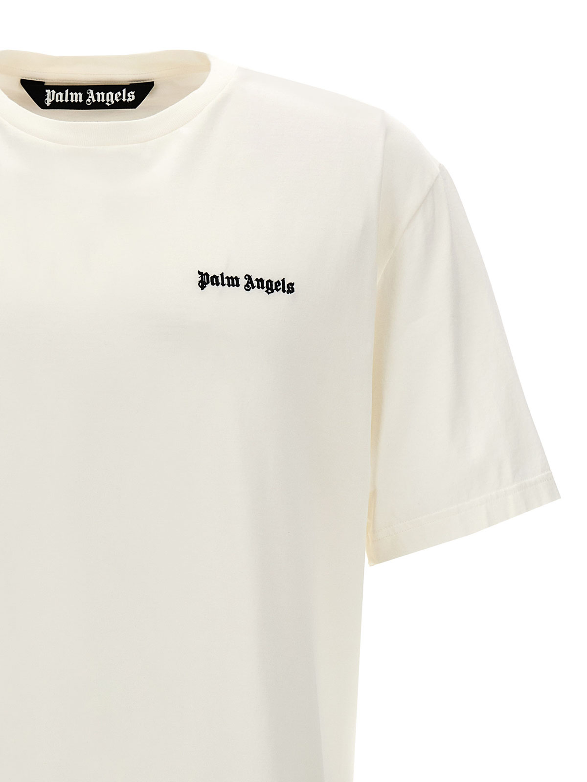 Shop Palm Angels Cotton Crew Neck Classic Logo In White