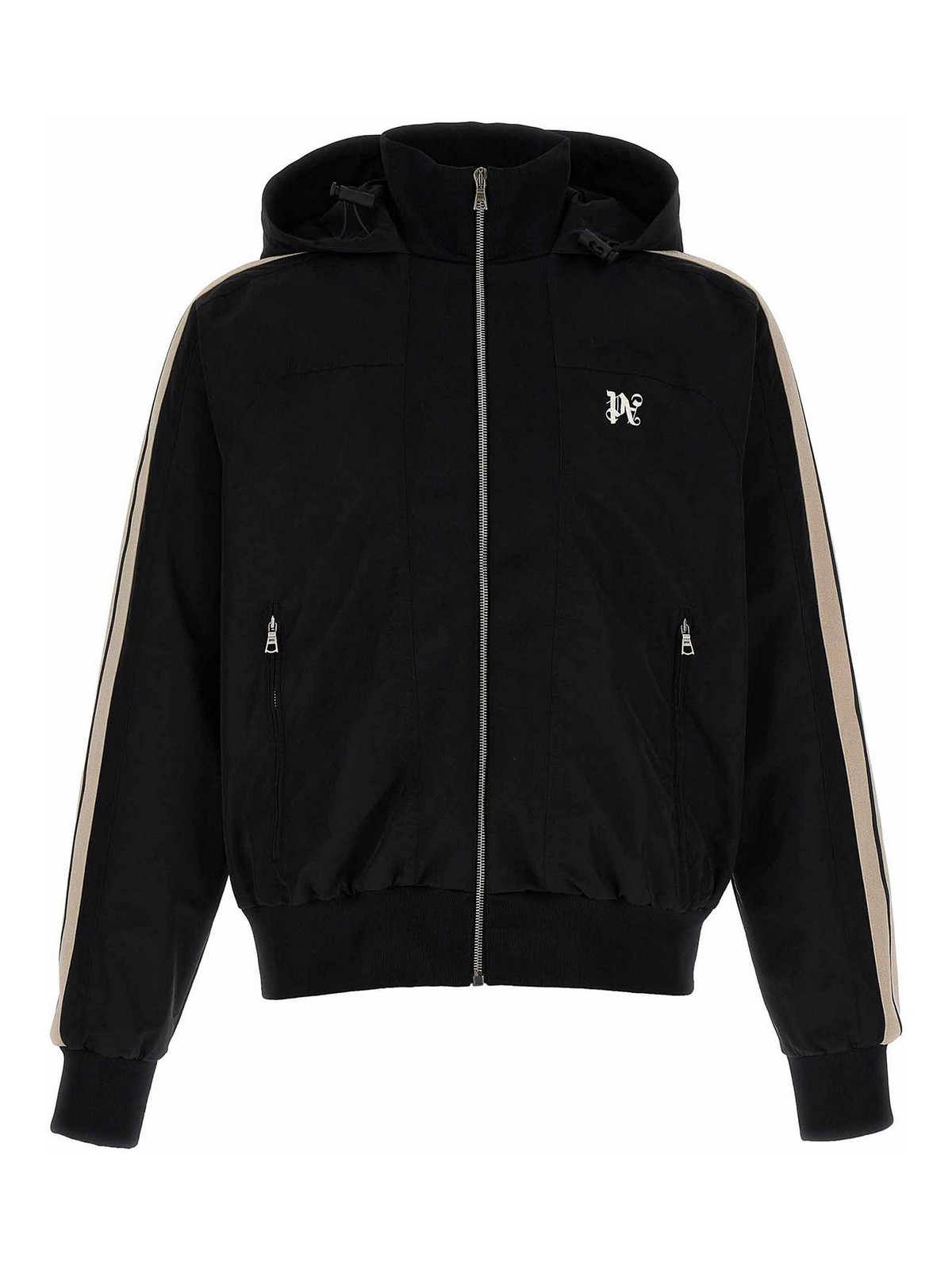 Shop Palm Angels Monogram Hooded Bomber Jacket In White
