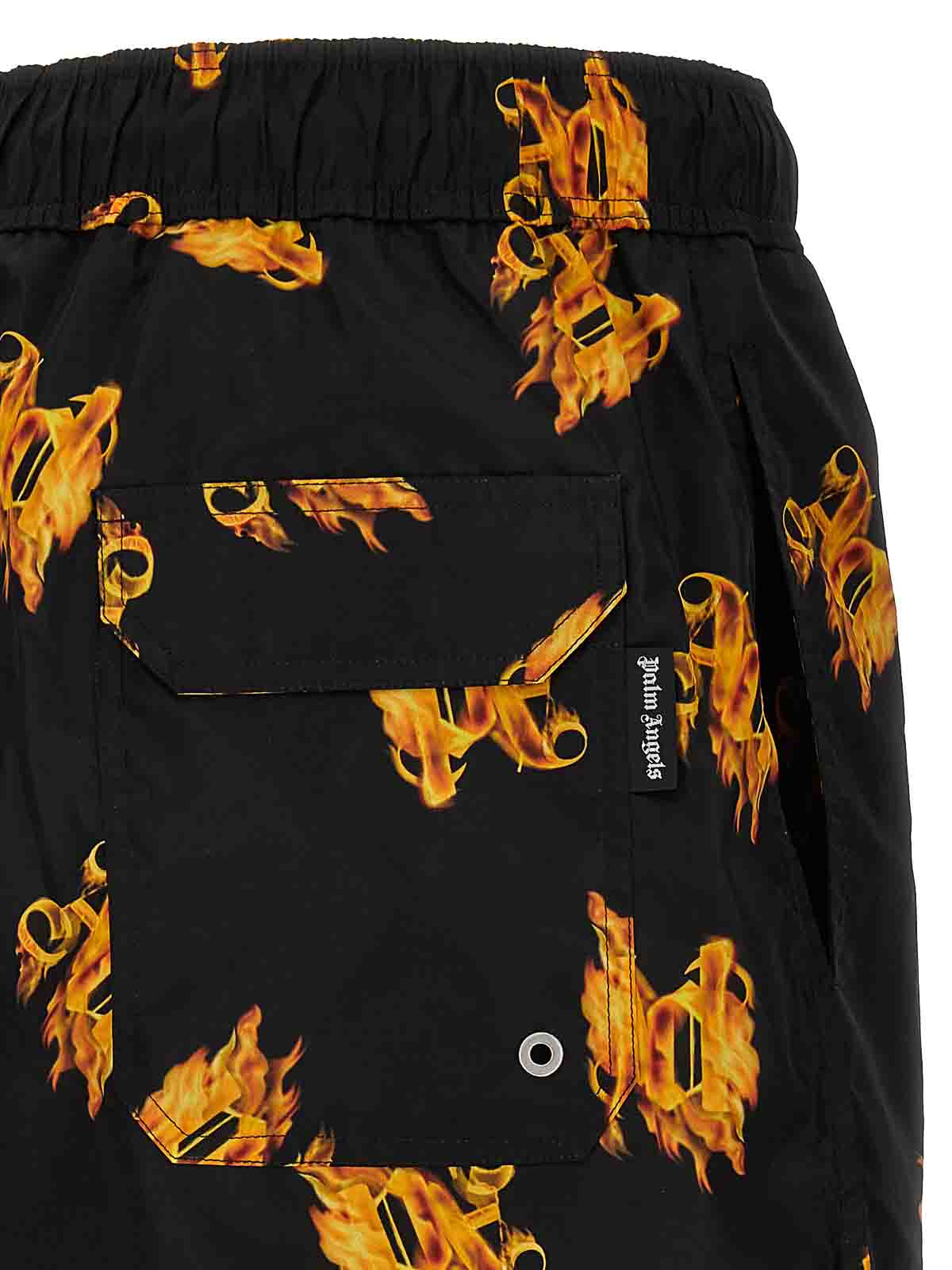 Shop Palm Angels Burning Monogram Swimsuit In Black