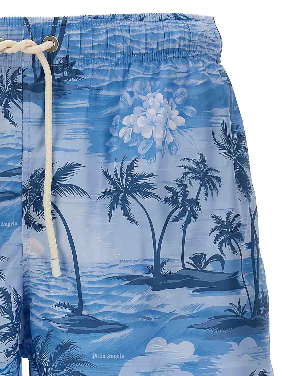 Shop Palm Angels Sunset Swimsuit In Light Blue