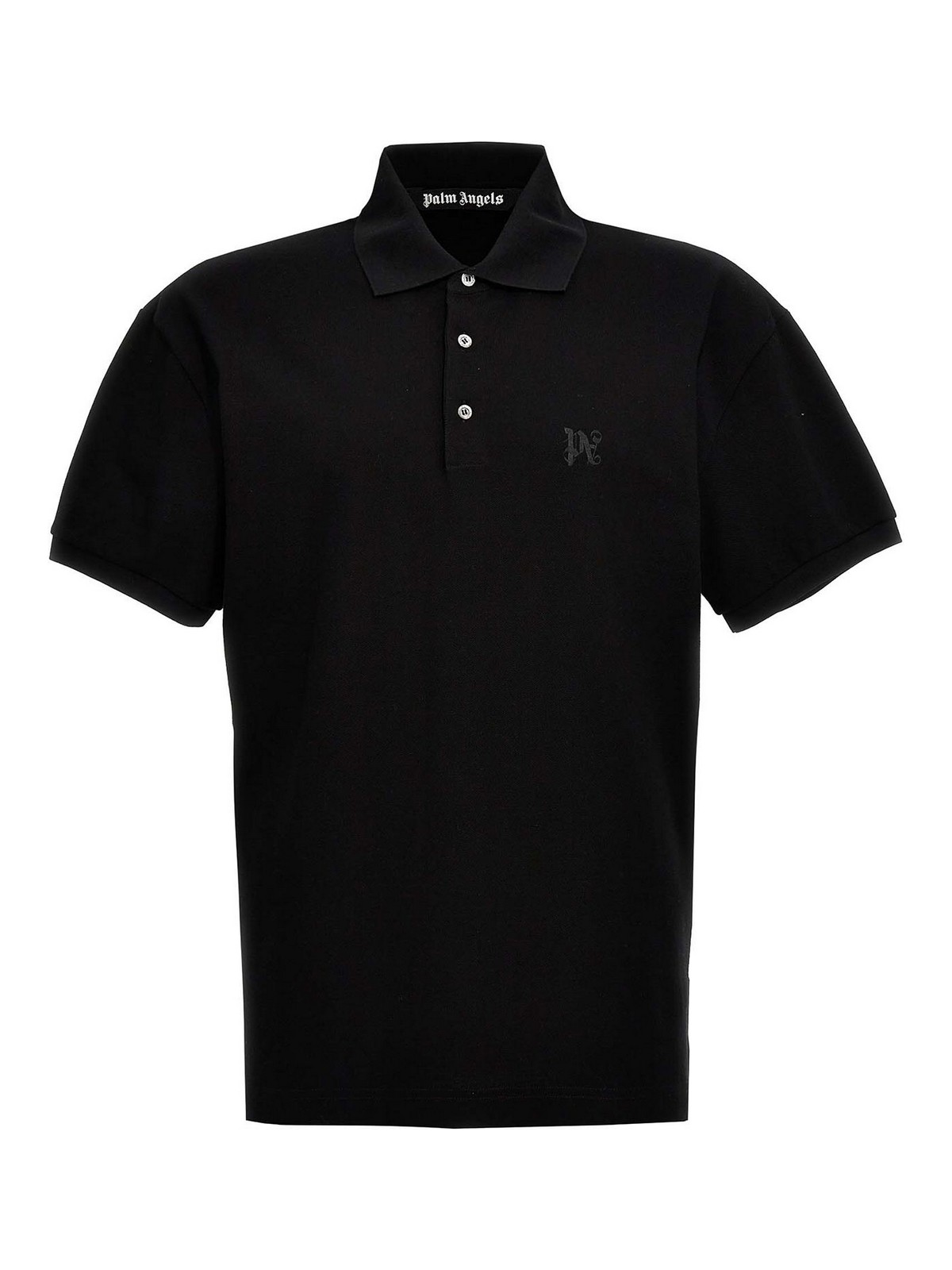 Shop Palm Angels Monogram Polo Shirt In Black