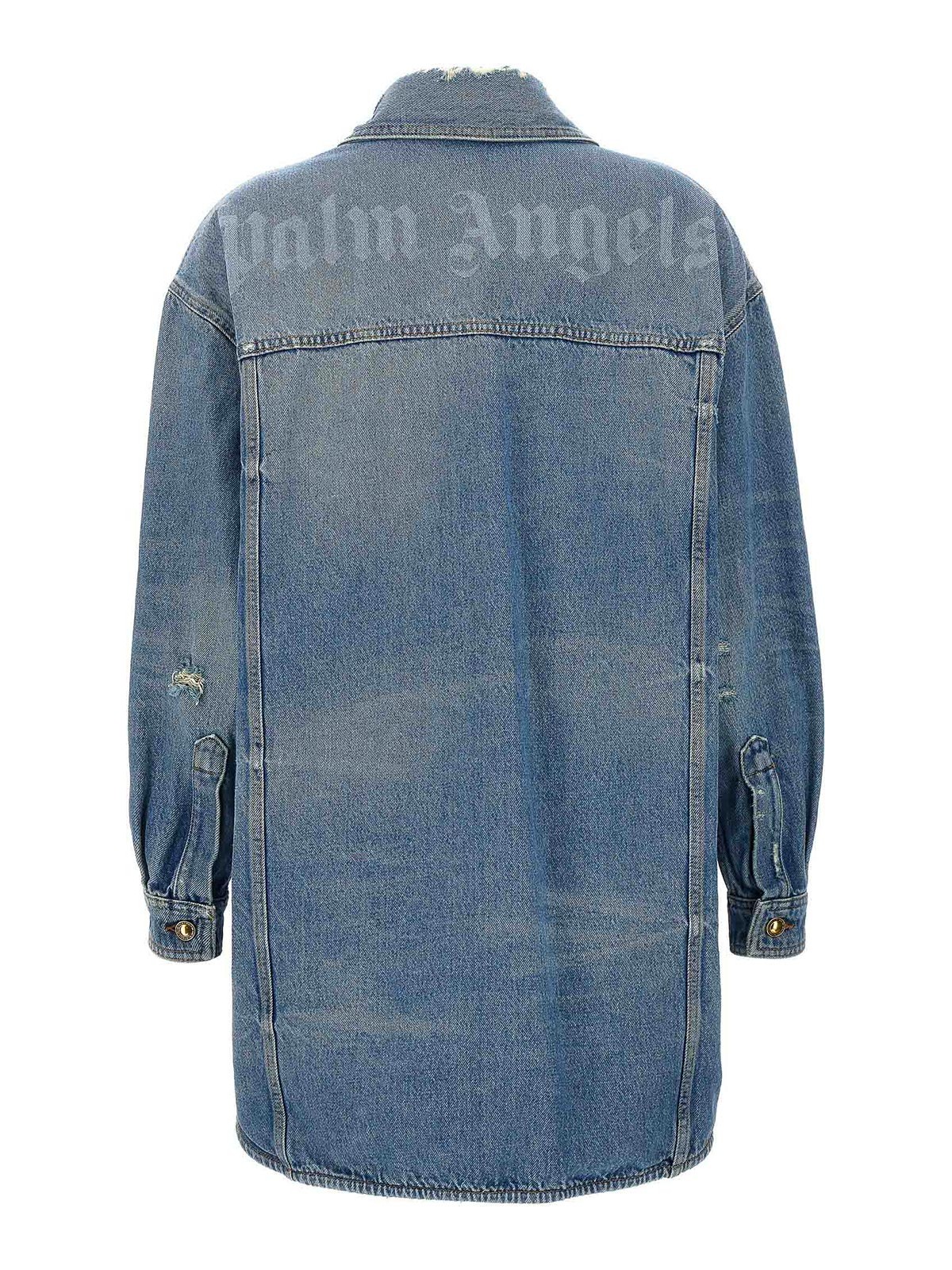 Shop Palm Angels Washed Logo Jacket In Light Blue