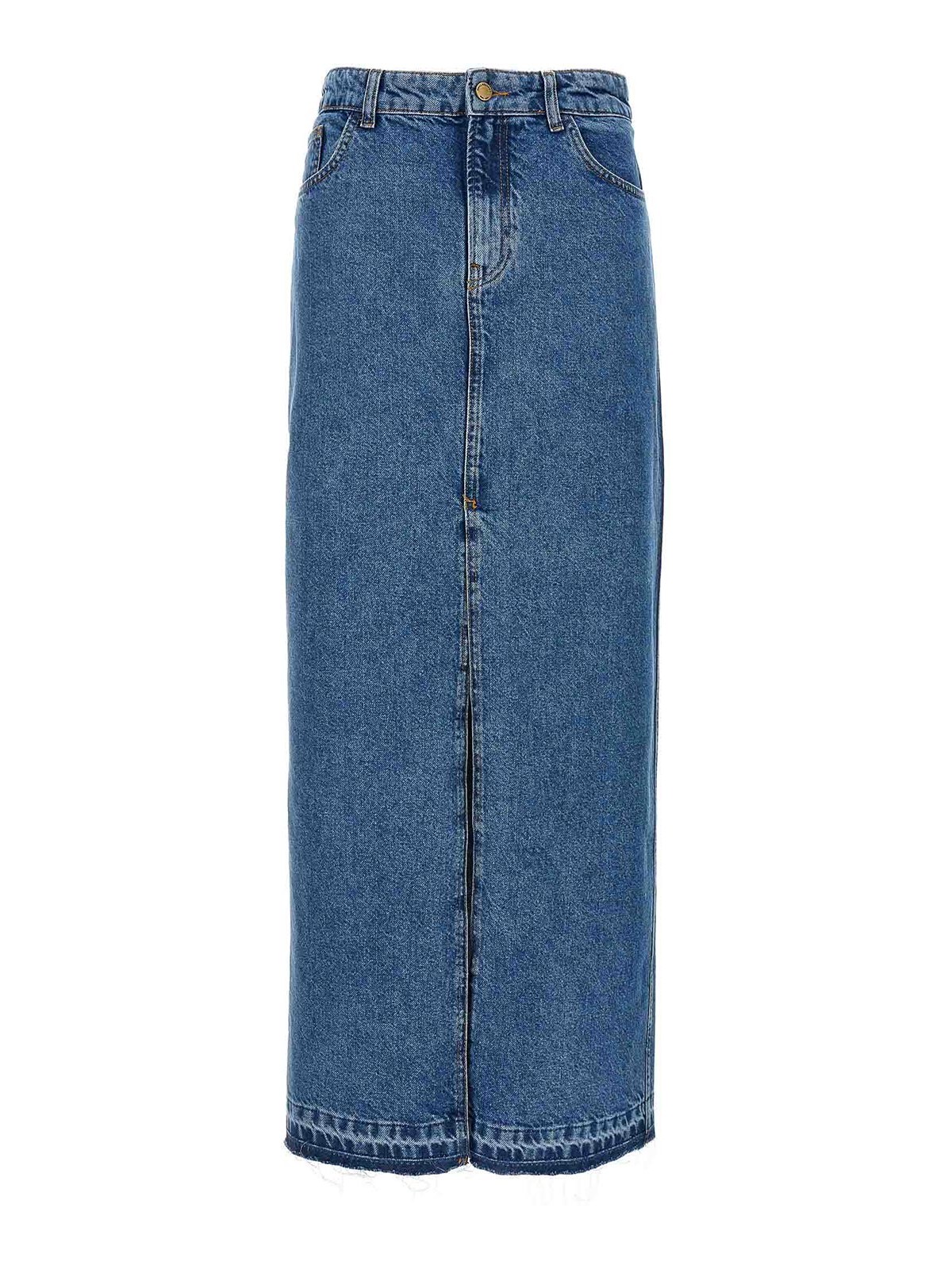 Shop Philosophy Di Lorenzo Serafini Denim Long Skirt In Blue